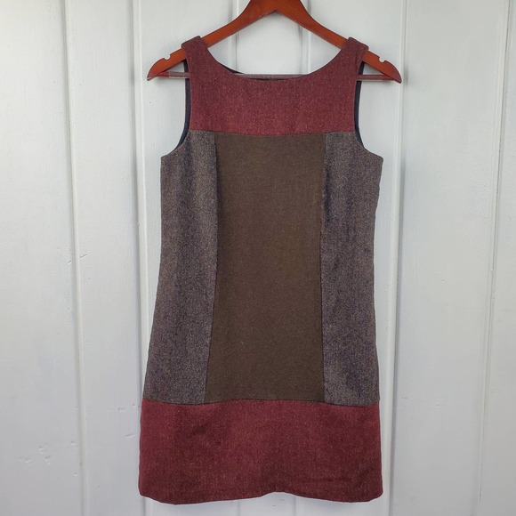 Bailey 44 Wool Blend Color Block Gray Rust Sleeveless Shift Mini Dress Sz Small - Picture 2 of 6